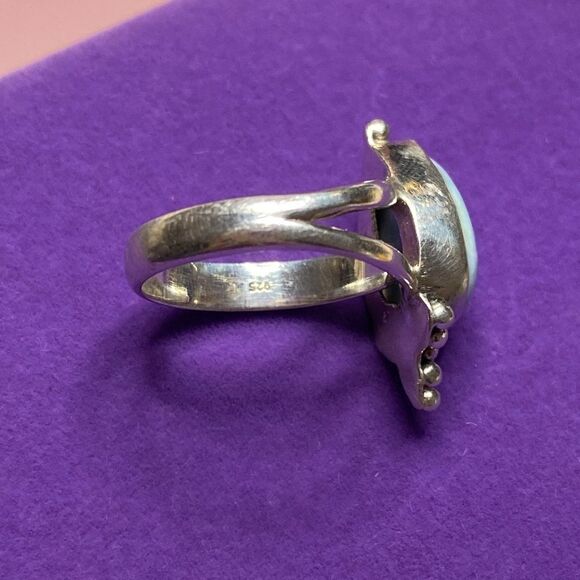 💛 Classic Sterling Silver Larimar Teardrop Ring - Picture 4 of 5